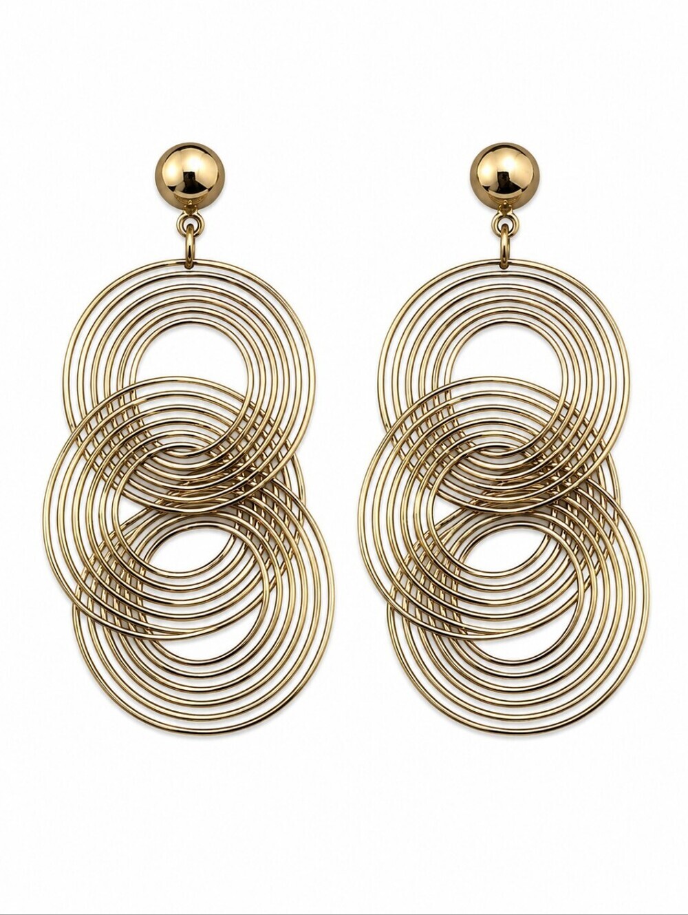 Vintage Spiral Atomic Mod Link Statement Dangle Earrings